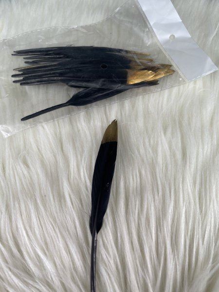 ريش اسود مقصب ذهبي