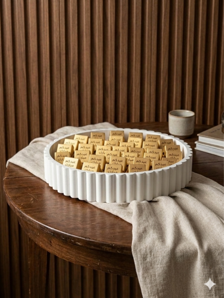 صينية خشب مدورة مقاس قطر ٢٥ سم