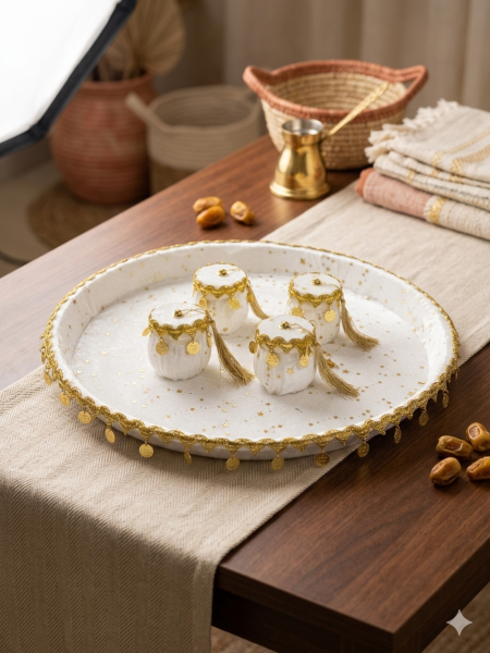 سلة مزينة قماش مخمل بدون ايد