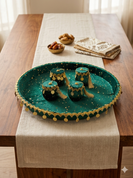 سلة بدون ايد مزينة قماش مخمل