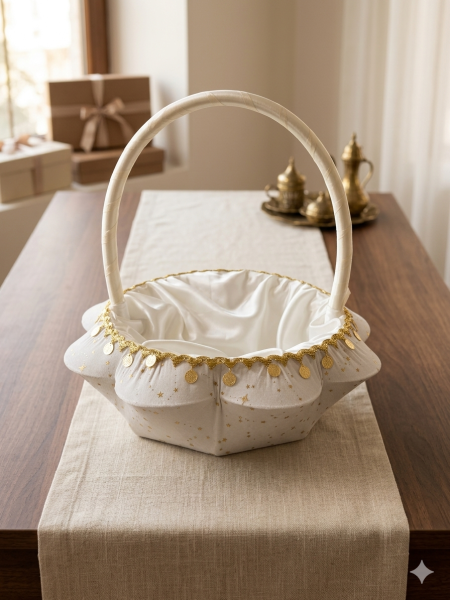 سلة مزينة قماش مخمل