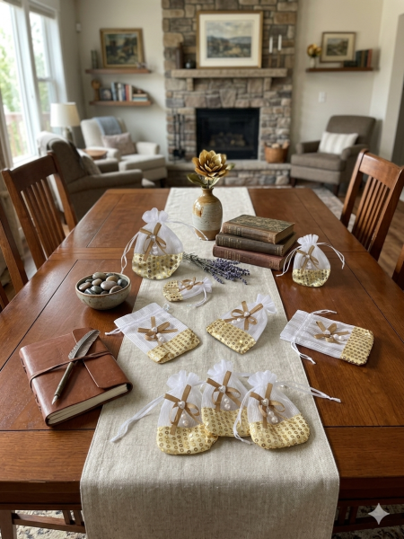 كيس قماش مع خرز لولو