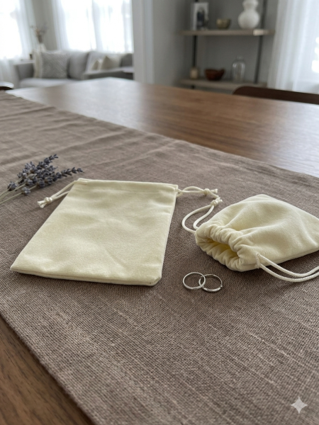 كيس قماش مخمل بيج