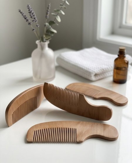 مشط خشب بامبو مع ايد