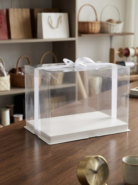 صندوق شفاف مع قاعدة كرتون ثقيل مقاس (40*30*25)