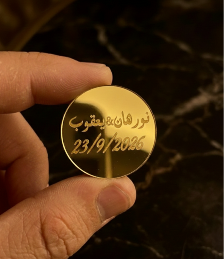أكريلك شكل دائري لاصق نقش صغير